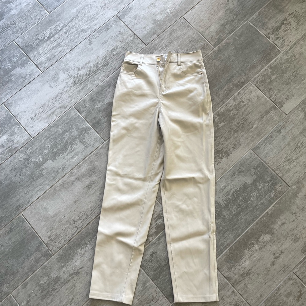 Zara beige leather pants - Picture 2 of 4